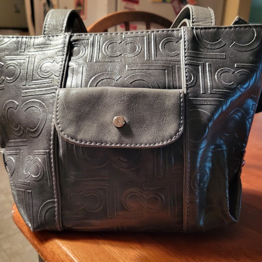 Liz Claiborne Black Embossed Tote Bag